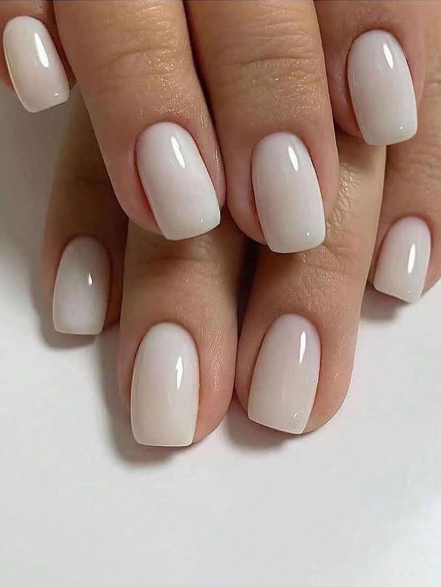 24入組光澤實心長方形假指甲、1片膠帶、1支指甲文件極簡風壓克力指甲修飾套裝指甲用品 - 彩色 - 查看 1