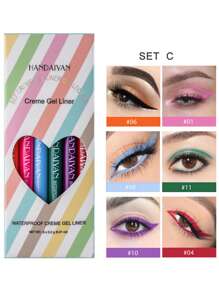 HANDAIYAN 凝膠眼線筆，6 件裝防水霜凝膠眼線筆持久眼線筆套裝眼線筆 Y2K 化妝美容化妝品