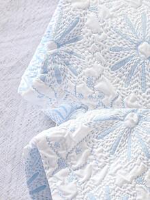 Bộ đồ Em bé Nút phía trước màu trơn - Xanh và trắng - Xem 8