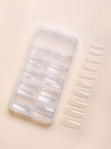 100片长方形假指甲 - 無色 - 查看 1