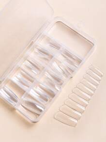 100片长方形假指甲 - 無色 - 查看 2