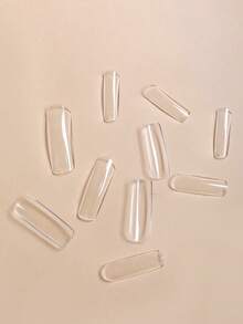 100片长方形假指甲 - 無色 - 查看 3