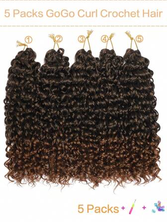 5Packs GoGo Curl Crochet Hair, Ocean Wave Crochet Braids,Water Wave Crochet Hair For Women Beach Curl Synthetic Braiding Hair Extensions