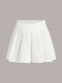 SHEIN MOD Váy Plus Size Xếp li màu trơn Giải trí - trắng - Xem 1