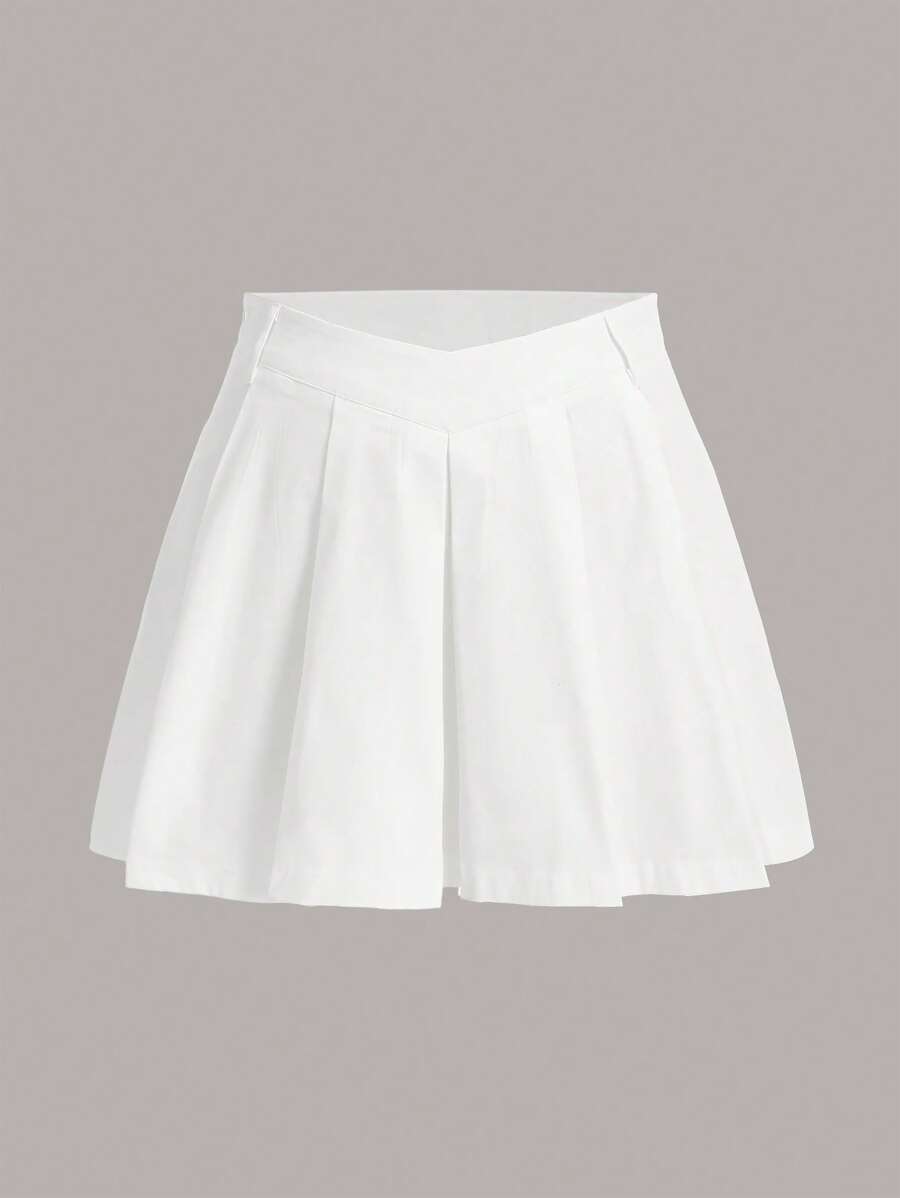 SHEIN MOD Váy Plus Size Xếp li màu trơn Giải trí - trắng - Xem 1