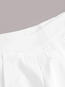 SHEIN MOD Váy Plus Size Xếp li màu trơn Giải trí - trắng - Xem 3