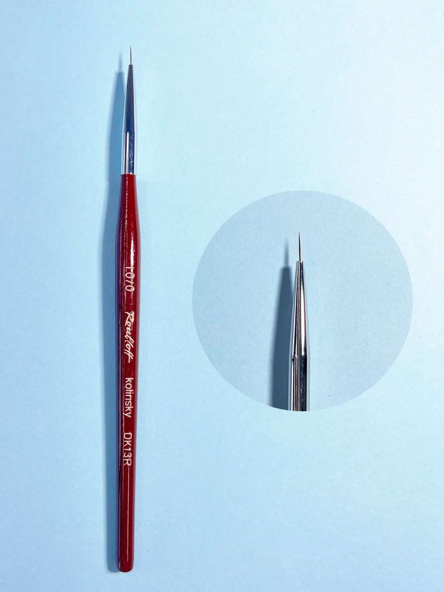 美甲襯墊鑲邊筆,1入組木柄美甲畫筆適用於沙龍 - 紅木色 - 查看 1