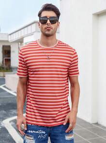 Manfinity Homme 男士條紋印花T恤