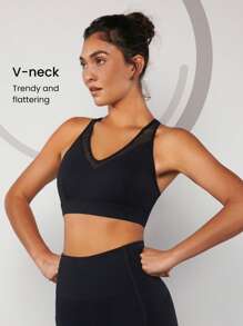 GLOWMODE Featherfit™網眼溜背運動內衣 - 黑色 - 查看 2