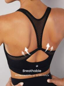 GLOWMODE Featherfit™網眼溜背運動內衣 - 黑色 - 查看 5