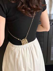 Túi Satchel Mini Rhinestone Trang Trí Quyến Rũ Rỗng Ra - Vàng - Xem 6