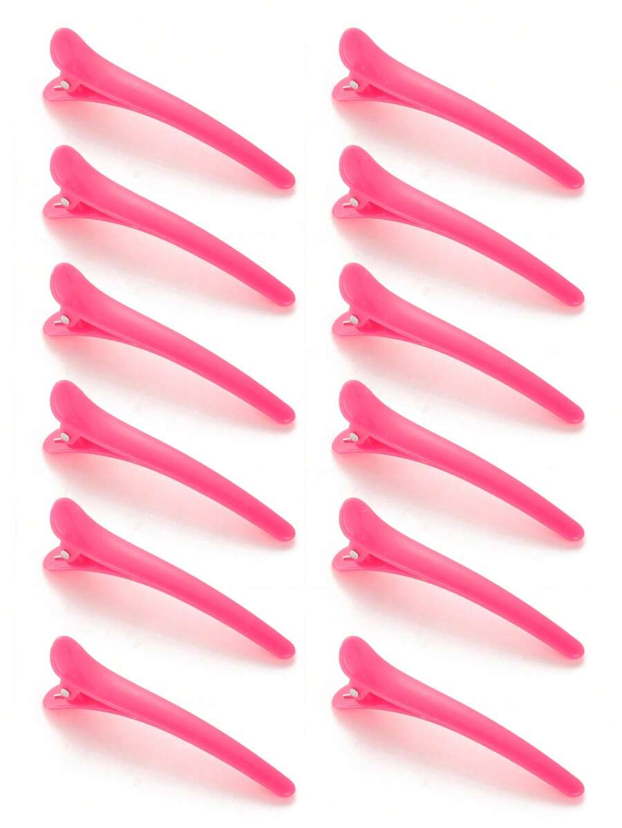 造型发夹，12个装防滑塑料鸭嘴形发夹，无痕发夹，适用于厚薄发质，无需加热即可卷发，卷发器，美发产品及配件，适用于理发店、美容院、返校季、旅行度假等场合，美发配件，卷发器，卷发产品，卷发器，美发工具，卷发卷发器