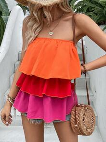 SHEIN VCAY 多層下擺抹胸上衣 - 彩色 - 查看 2