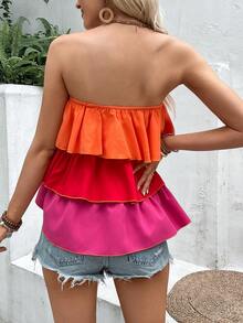 SHEIN VCAY 多層下擺抹胸上衣 - 彩色 - 查看 3