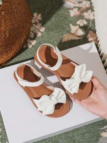 女孩蝴蝶結裝飾透氣踝帶可愛涼鞋適合夏天戶外