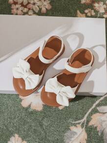 女孩蝴蝶結裝飾透氣踝帶可愛涼鞋適合夏天戶外