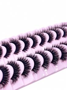 HBZGTLAD 假睫毛,人造假睫毛,20雙合成纖維纖維貓眼形狀超長睫毛延長禮品適合女士和女孩 - 黑色 - 查看 2