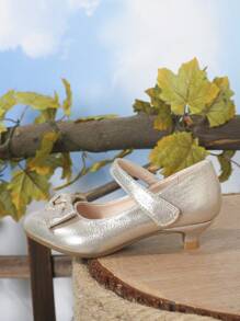 女孩蝴蝶結裝飾金屬質感派對瑪麗珍平底鞋 - 金色 - 查看 5