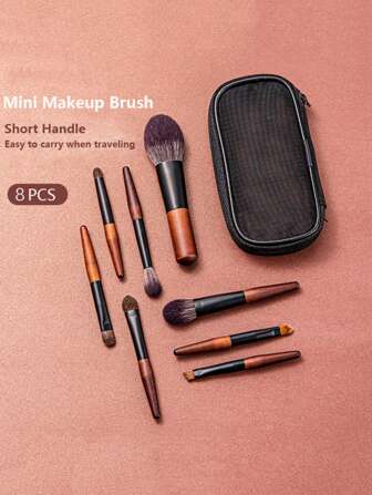 Mini Travel Makeup Brush Set, 8Pcs Portable Cosmetic Brush For Eyeshadow, Powder, Eyebrow With Storage Bag,Brush Set,Makeup Brush Kit,Make Up Brush Set,Make Up Set Complete,Makeup Brush Set,Complete Makeup Kit,Brush Kit,Brushes Makeup Set,Makeup Gift Set,Set