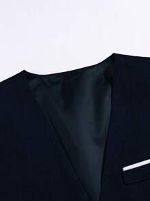 Manfinity Mode 男士1入組鏈條細節前排扣馬甲 - 藏蓝色 - 查看 7