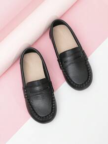 女孩針腳細節樂福鞋適用於戶外 - 黑色 - 查看 1