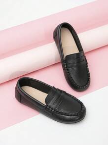 女孩針腳細節樂福鞋適用於戶外 - 黑色 - 查看 2