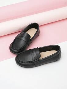 女孩針腳細節樂福鞋適用於戶外 - 黑色 - 查看 4