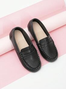 女孩針腳細節樂福鞋適用於戶外 - 黑色 - 查看 5