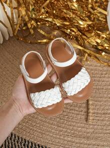 女童时尚编织软底夏季凉鞋 - 白色 - 查看 3