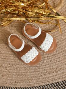女童时尚编织软底夏季凉鞋 - 白色 - 查看 4