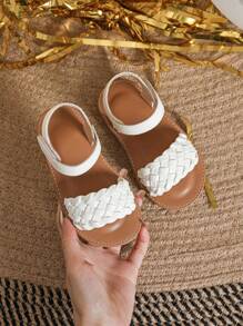 女童时尚编织软底夏季凉鞋 - 白色 - 查看 7