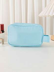 Túi đựng mỹ phẩm cỡ lớn in chữ, màu xanh dương, dung tích lớn, di động và phù hợp cho du lịch, quà tặng cho nữ, quà Giáng sinh, ý tưởng quà tặng cho nữ, túi nhỏ, túi đựng mỹ phẩm, vật dụng cần thiết khi đi du lịch. - Màu xanh lam - Xem 2