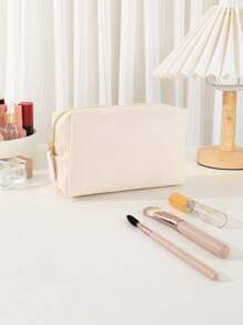 中号八角形化妆包，1 件 PU 便携式化妆包纯色米色八角形包旅行化妆包大容量收纳包男女通用化妆包化妆袋护肤包洗漱包收纳袋，旅行必需品邮轮必需品宿舍必需品化妆包收纳化妆品收纳盒化妆盒 - 米色 - 查看 1