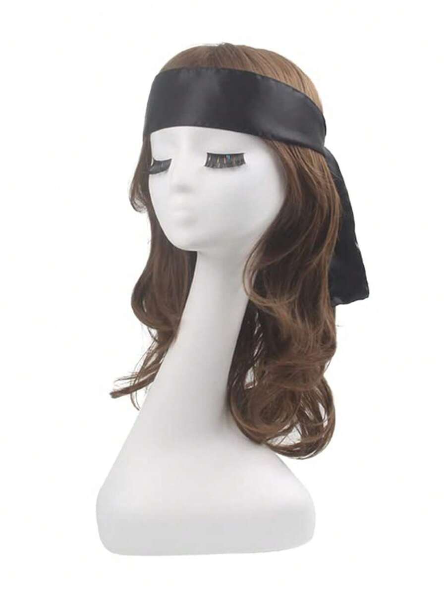 1pc Satin Wig Headband - Black - View 1