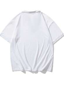 Manfinity Hypemode Hombres Camisa polo unicolor de hombros caídos - Blanco - Ver 5