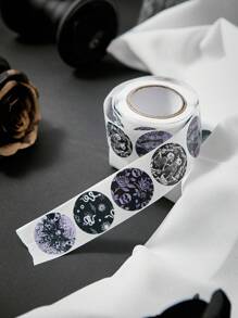 ROMWE Goth 1 rollo Etiqueta engomada surtida flor & con patrón de cráneo - Multicolor - Ver 1