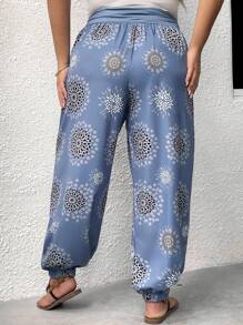 EMERY ROSE Quần Plus Size Xù Hoa Giải trí - Màu xanh lam - Xem 2