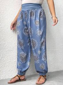 EMERY ROSE Quần Plus Size Xù Hoa Giải trí - Màu xanh lam - Xem 4