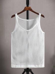Manfinity Fever City Men Solid Pointelle Knit Top - White - View 3
