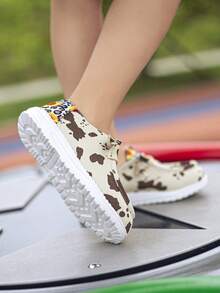 Cô gái Leopard & Sunflower Pattern Thiết kế buộc dây Giày lười thể thao cho hoạt động ngoài trời - Màu be - Xem 5