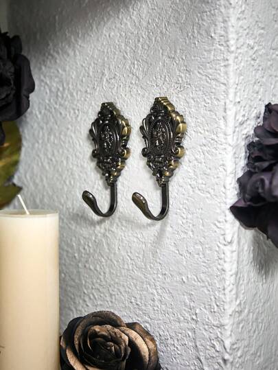 ROMWE Goth 2pcs Vintage Design Wall Mounted Hook For Home