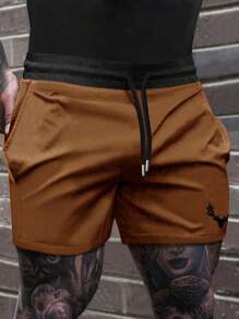 Manfinity Homme Men Deer Print Drawstring Waist Shorts - Brown - View 3