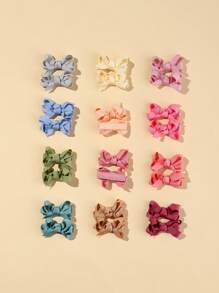 24入組嬰兒素色蝴蝶結裝飾髮夾 - 彩色 - 查看 2