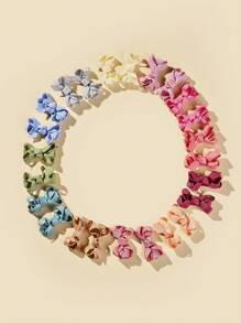 24入組嬰兒素色蝴蝶結裝飾髮夾 - 彩色 - 查看 3