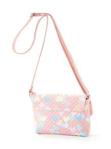 Girls Heart & Chevron Pattern Adjustable Strap Decor Buckle Square Bag - Pink - View 4
