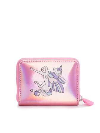 Fille à motif de licorne dessin animé zippé Porte-cartes Bourse
