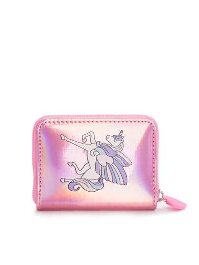 Girls Cartoon Unicorn Pattern Zipper Card Holder Wallet