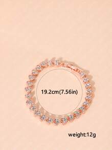 1 Nữ Hoa Hồng Vàng Dây Thép Không Gỉ Quyến Rũ Đá Trang Trí Mặt Tròn Đồng Hồ Thạch Anh & 1 Lắc Tay, trang Trí Hàng Ngày - Hoa hồng vàng - Xem 4