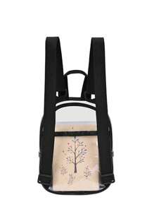 Chicas 1 pieza Mochila clásica PVC transparente cremallera para vida diaria - Negro - Ver 3