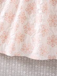 小女童花卉圖案提花前蝴蝶結荷葉邊連衣裙 - 粉色 - 查看 6